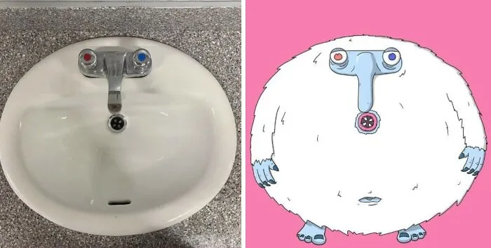 Artist Redraws 20 Funny Examples Of Pareidolia In Everyday Life And Turns It Into Fun Illustrations (New Pics)