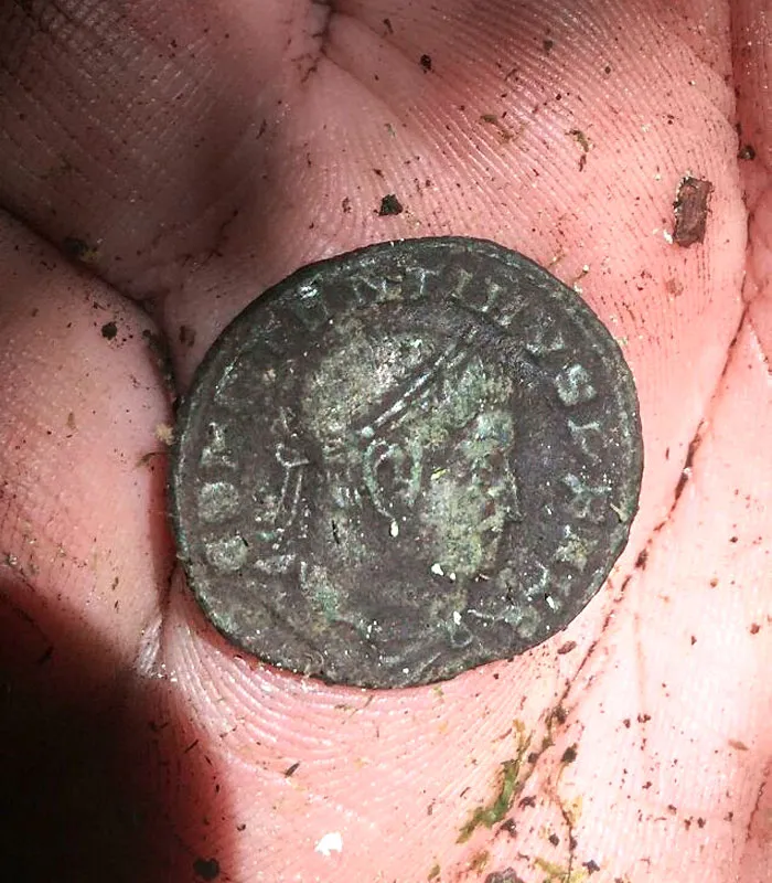 Roman Coin I Found In France While Metal Detecting. Emperor Constantine I. Minted In Trier (Treveri) Germany. Bronze, A.D. 306-337