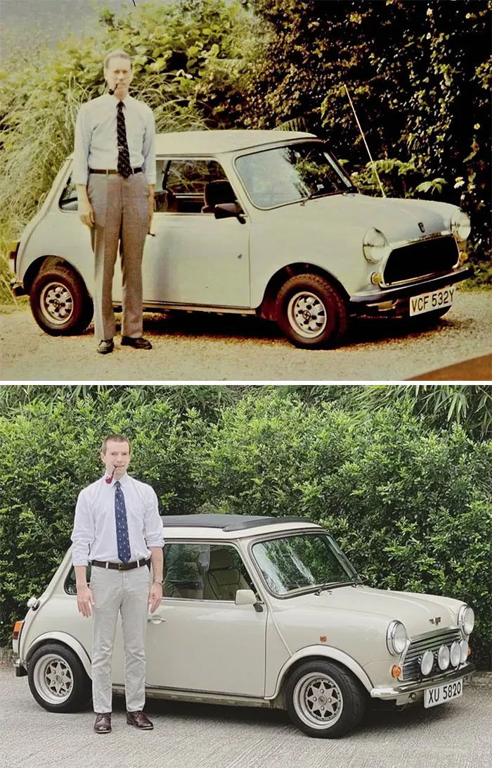 My Grandfather With His Mini, And Me With Mine