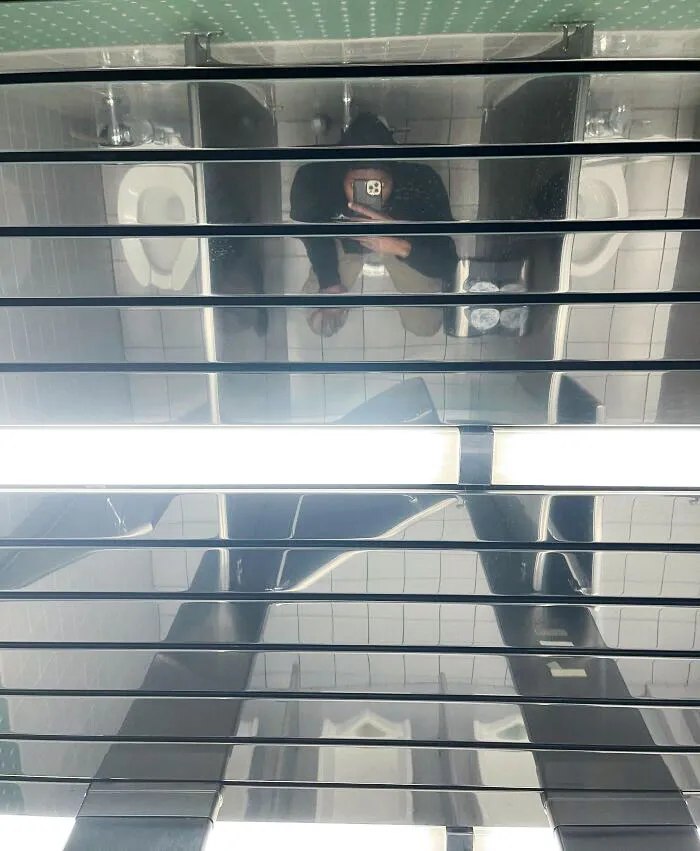 This Mirrored Ceiling In Our Bathroom At Work