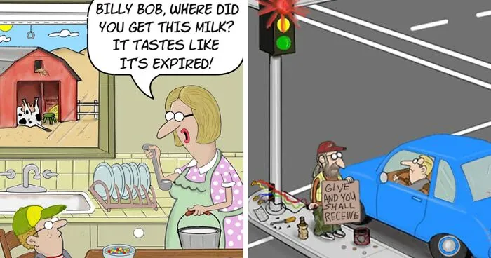 Here Are 26 Funny Cartoons Featuring Various Characters Facing Witty Situations I Created