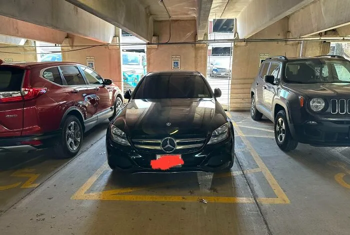 This Jerk Who Parked On The Handicap Stripes In A Hospital Parking Garage
