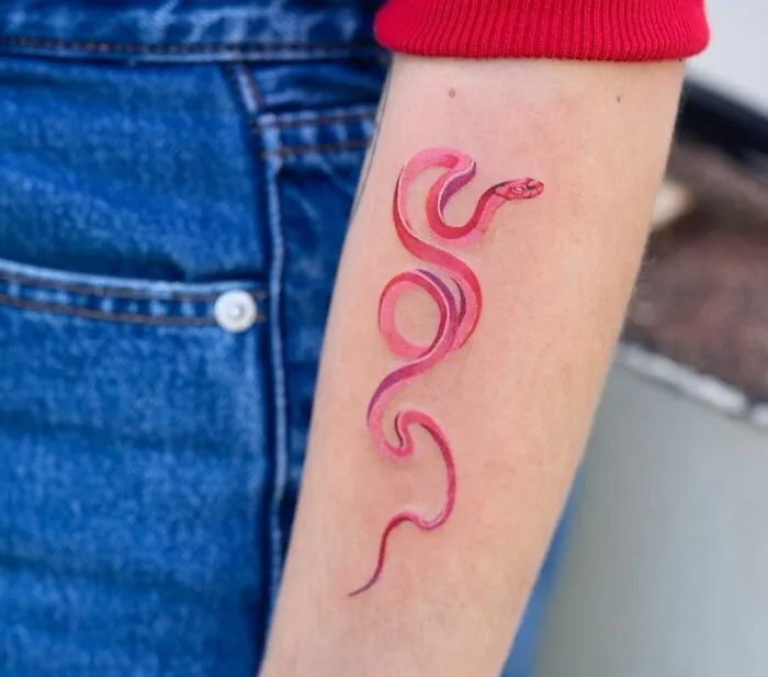 Pink Snake Tattoo