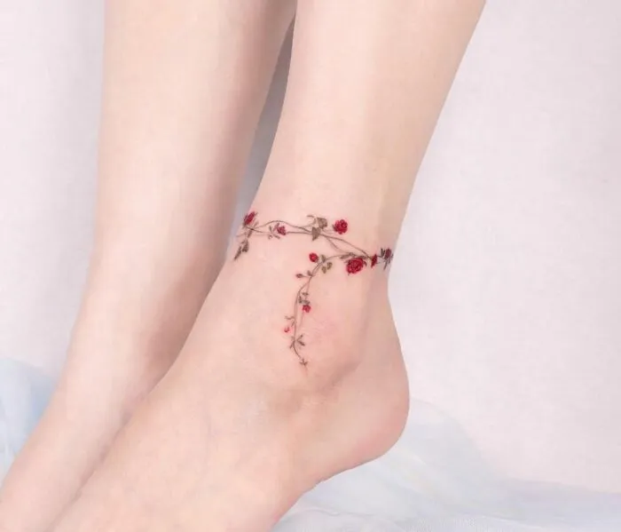 Flower Band Ankle Tattoo
