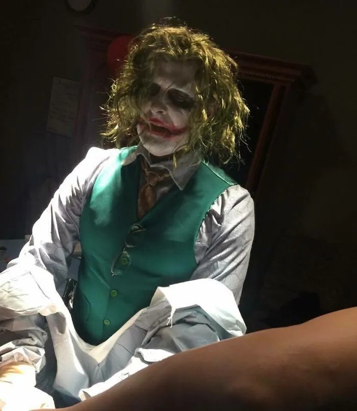 Cousin Gave Birth On Halloween Night. This Was The Doctor During The Delivery