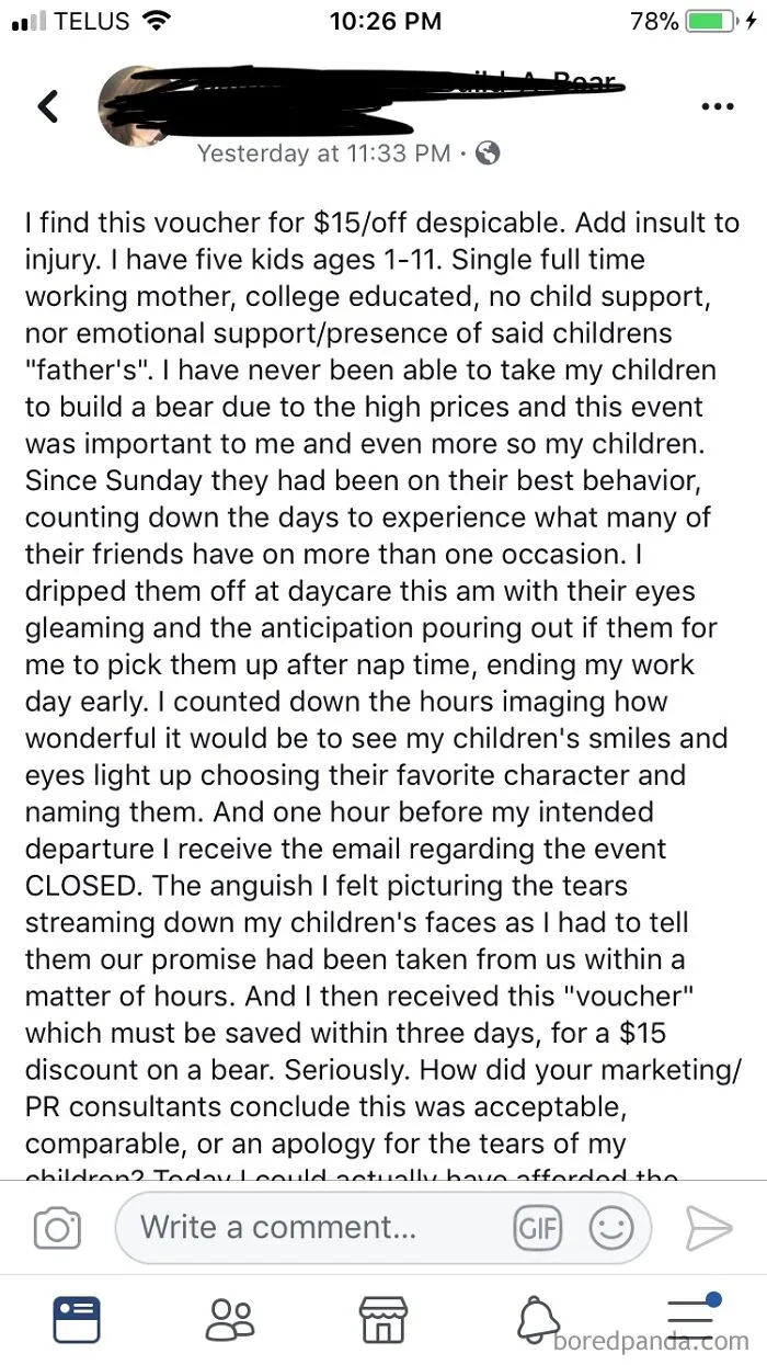 Mom Goes Off On Build A Bear For Ending Their Promotion And Having The Audacity To Send Her A Voucher For A Discount After The Fact (Yes She Was Completely Serious)