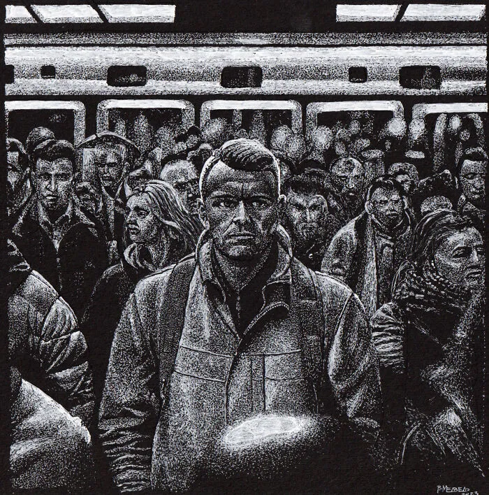 My Daughter Got Me A Black Sketchbook A Couple Of Years Ago, Here Are 30 New White Dot Drawings That I Made