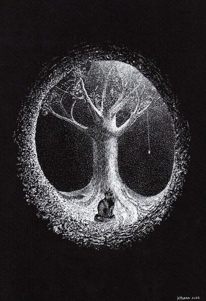 My Daughter Got Me A Black Sketchbook A Couple Of Years Ago, Here Are 30 New White Dot Drawings That I Made