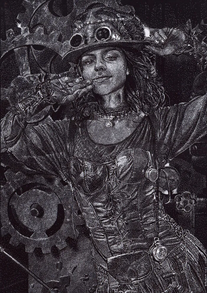 My Daughter Got Me A Black Sketchbook A Couple Of Years Ago, Here Are 30 New White Dot Drawings That I Made