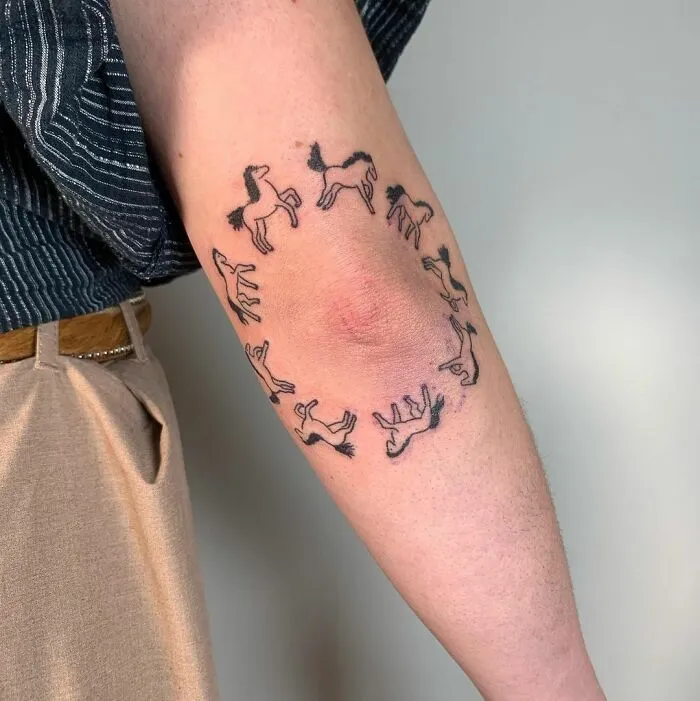 Cute Horse Carousel Elbow Tattoo