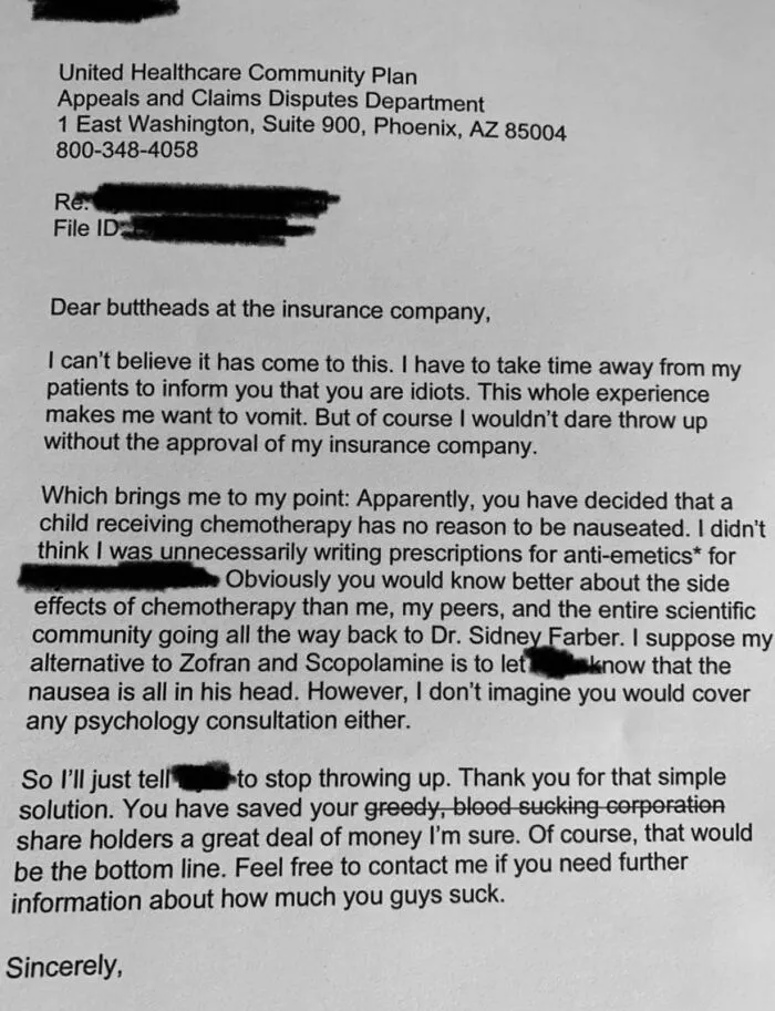 Insurance Denies Nausea Medicine To Chemotherapy Patient
