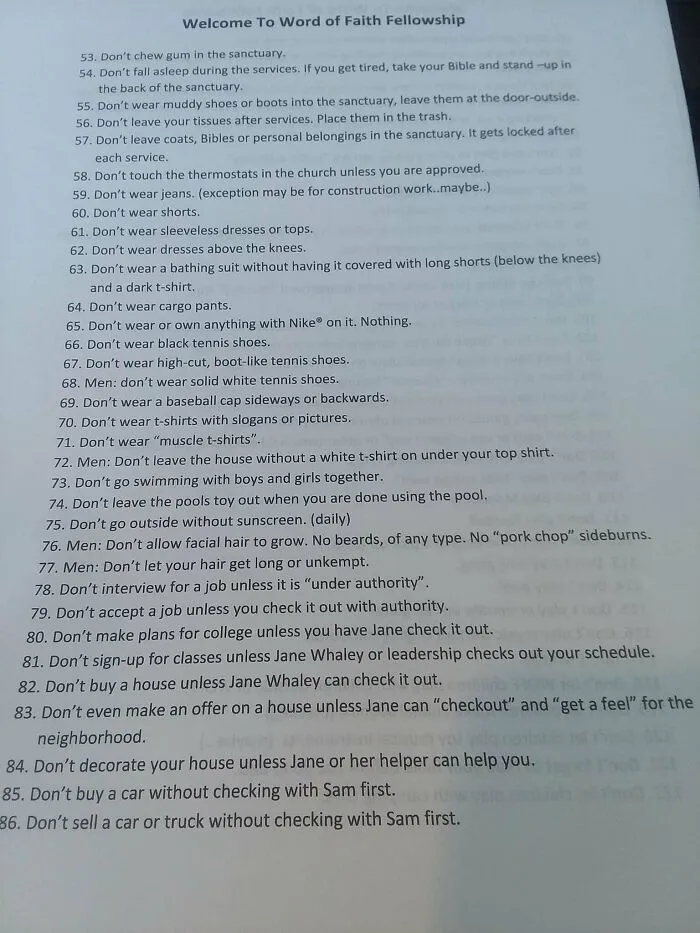 When You Violate A “Don’t”, You Will Be Told “We Don’t Do That”