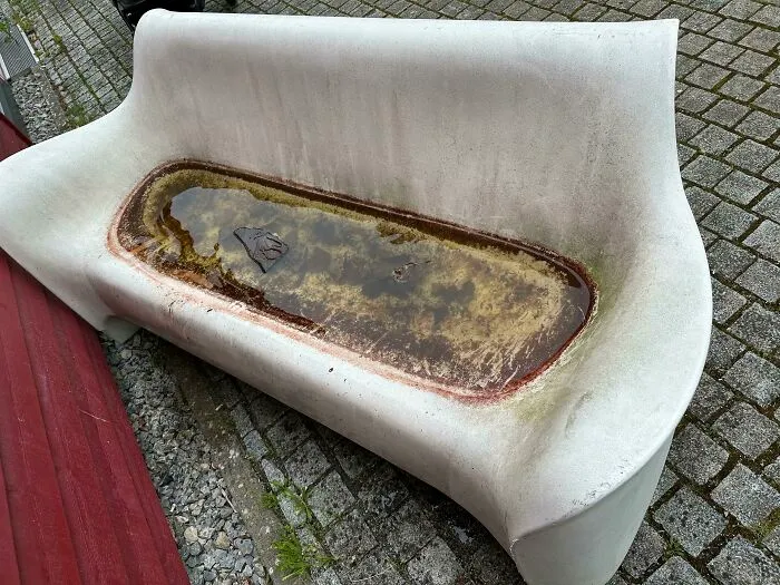 A Water Filled Bench, As There Are No Holes…