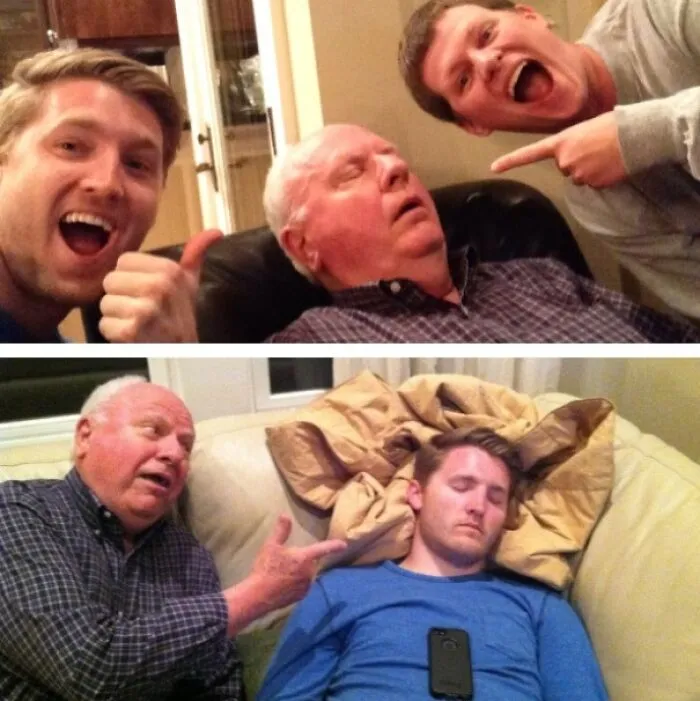 Foto de mi abuelo dormido en las vacaciones y su venganza