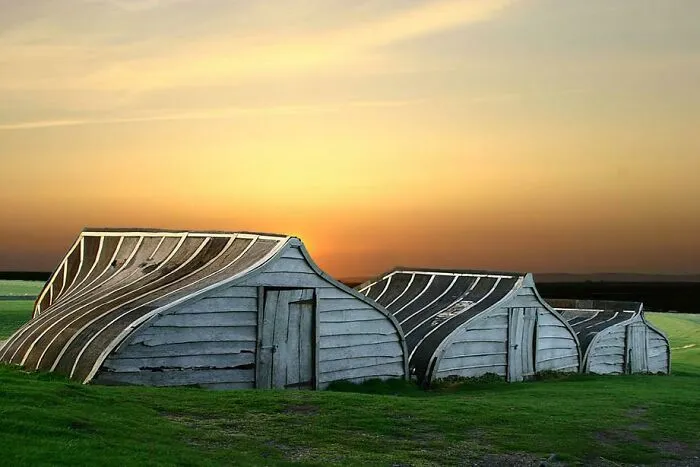 Huts Made From Repurposed Boats, England