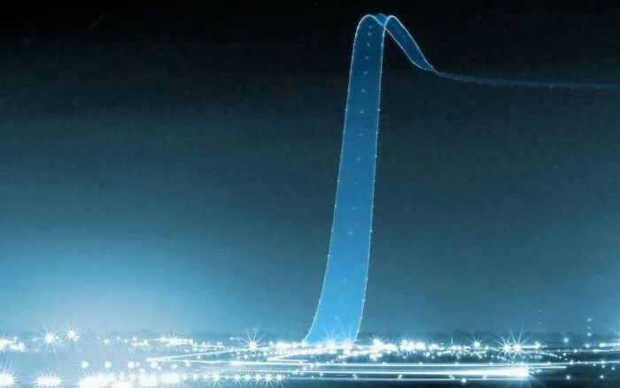 Foto de larga exposición de un avión despegando