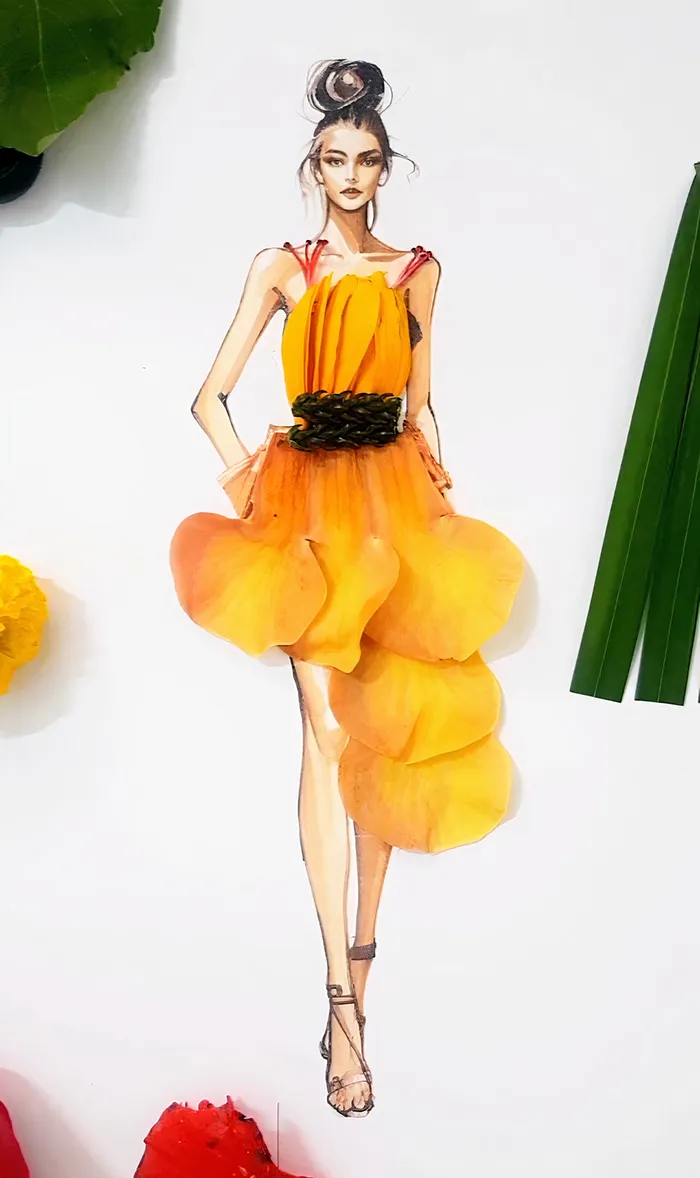 37 Dresses That I Made Out Of Flower Petals, Leaves And Stems For These Illustrations