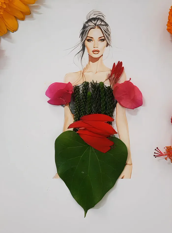 37 Dresses That I Made Out Of Flower Petals, Leaves And Stems For These Illustrations