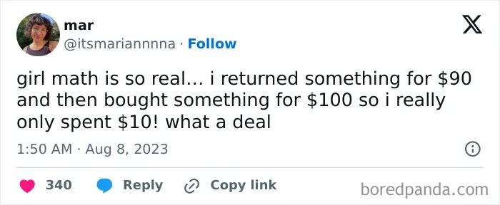 30 Funny "Girl Math" Posts That Make Total Sense To Women