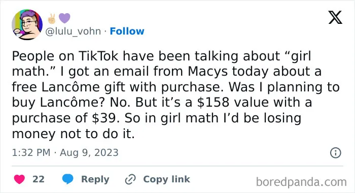 30 Funny "Girl Math" Posts That Make Total Sense To Women