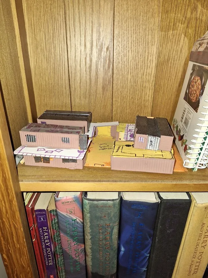 My Dream Home Model.  I've Always Wanted A Container Home. My Husband 3D Printed The Containers. I Arranged, Glued, And Painted Them. I Keep It Here So I Know What I Am Working Towards