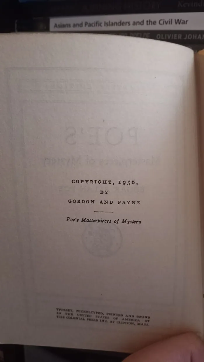 A 1936 Copy Of Edgar Allan Poe's Short Stories. Found This Gem Among A Pile Of Books Someone Left At My Fil's Apartment Lobby