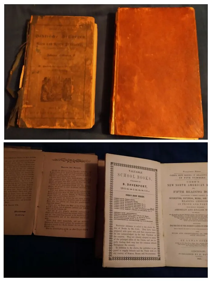The Book On The Right Is My Confirmed Oldest, Copyright 1845.  The Other Is Unconfirmed, But I Think The Author's Note Is Dated December 1713