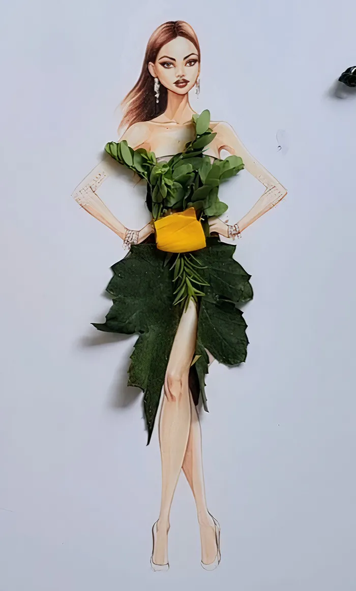 37 Dresses That I Made Out Of Flower Petals, Leaves And Stems For These Illustrations