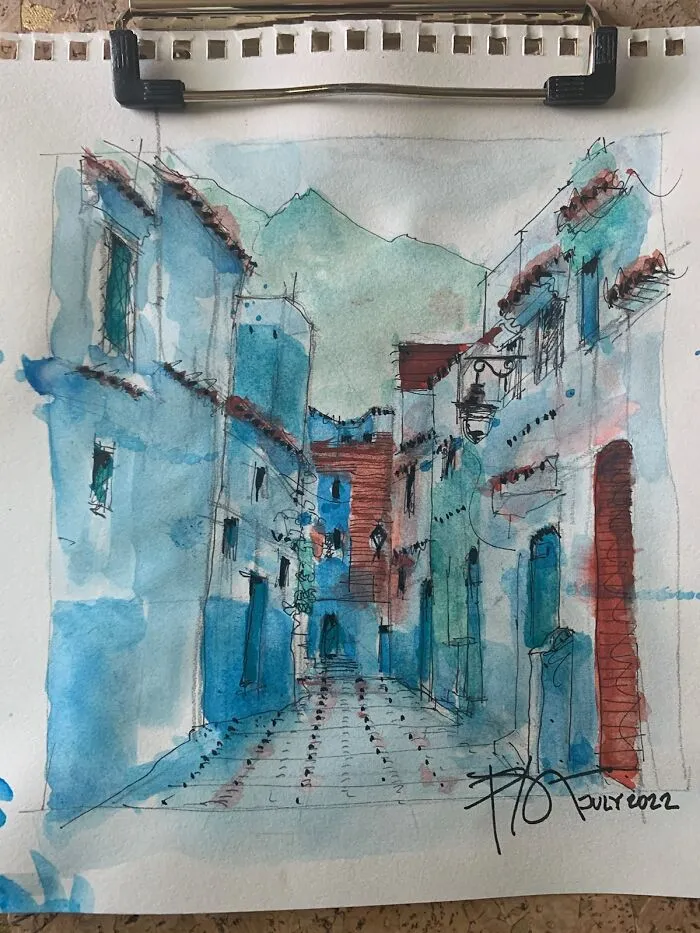 I Can't Take A Picture Of My Phone Because I Use My Phone To Take Pictures But This Is Whats On The Home Screen. Watercolor Sketch By A Friend