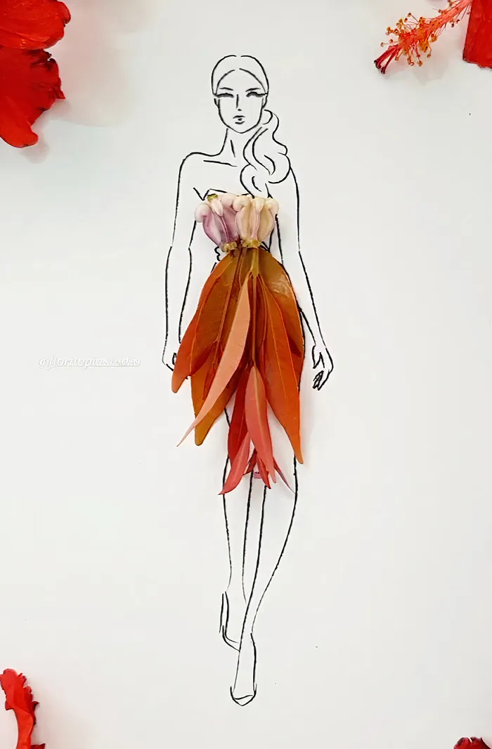 37 Dresses That I Made Out Of Flower Petals, Leaves And Stems For These Illustrations