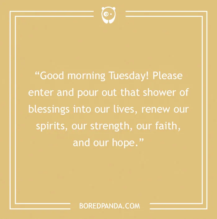 "Motivational Tuesday quote on a beige background, encouraging positivity and renewal for the week."