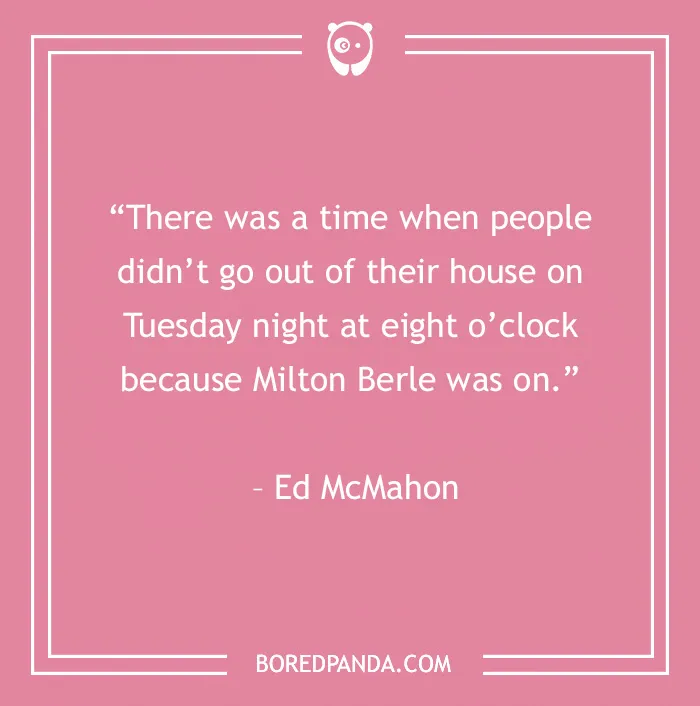 Quote by Ed McMahon about Tuesday nights, with a pink background and a Bored Panda logo.