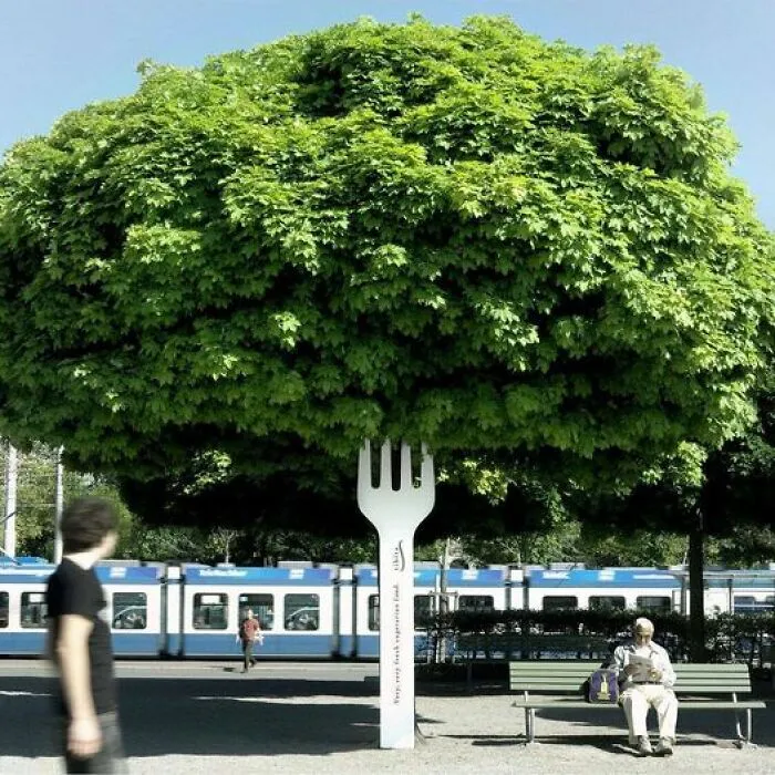 Anuncio de un restaurante vegetariano