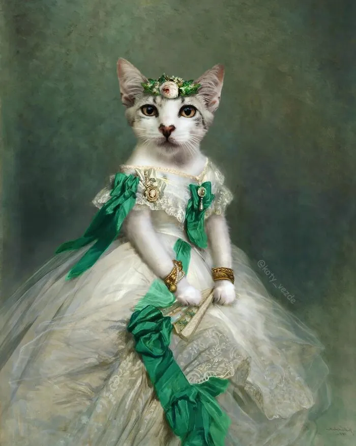 This Artist Swaps People In Classical Paintings With Cats (38 New Pics)