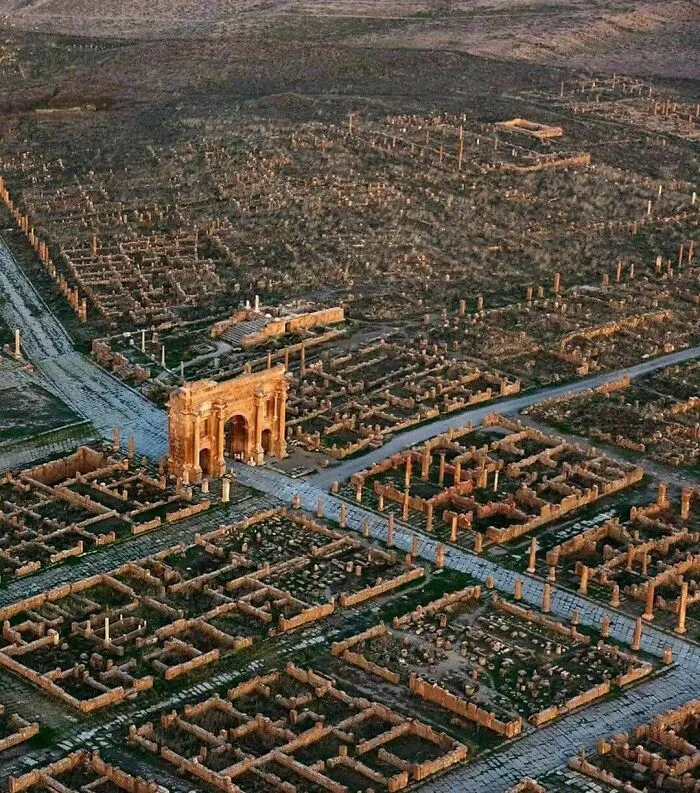 Remains Of An Ancient Roman City Of Timgad In The Aures Mountains Of Algeria