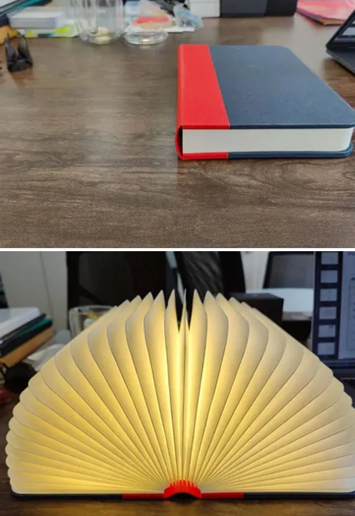 Lámpara de mesa en forma de libro