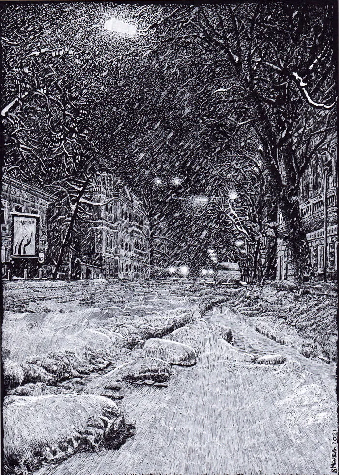 My Daughter Got Me A Black Sketchbook A Couple Of Years Ago, Here Are 30 New White Dot Drawings That I Made