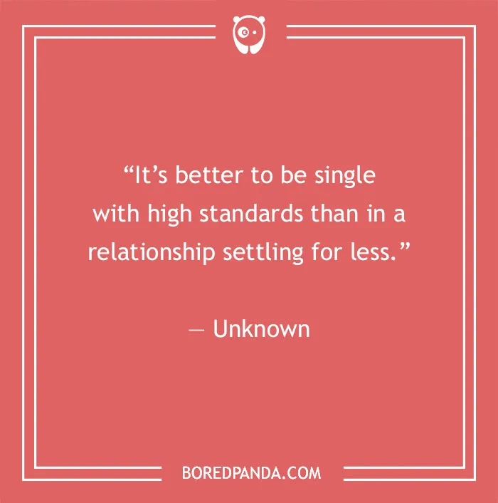 Quote about maintaining high standards in relationships on a red background.
