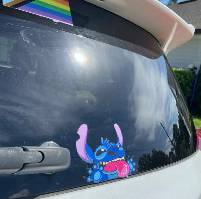 Look! It's Stitch Liking The Window!