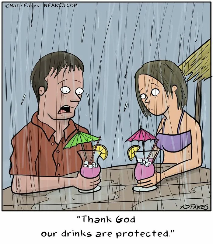Cocktails in the rain