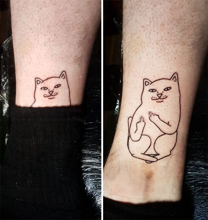 Ripndip Sock Cat Ankle Tattoo