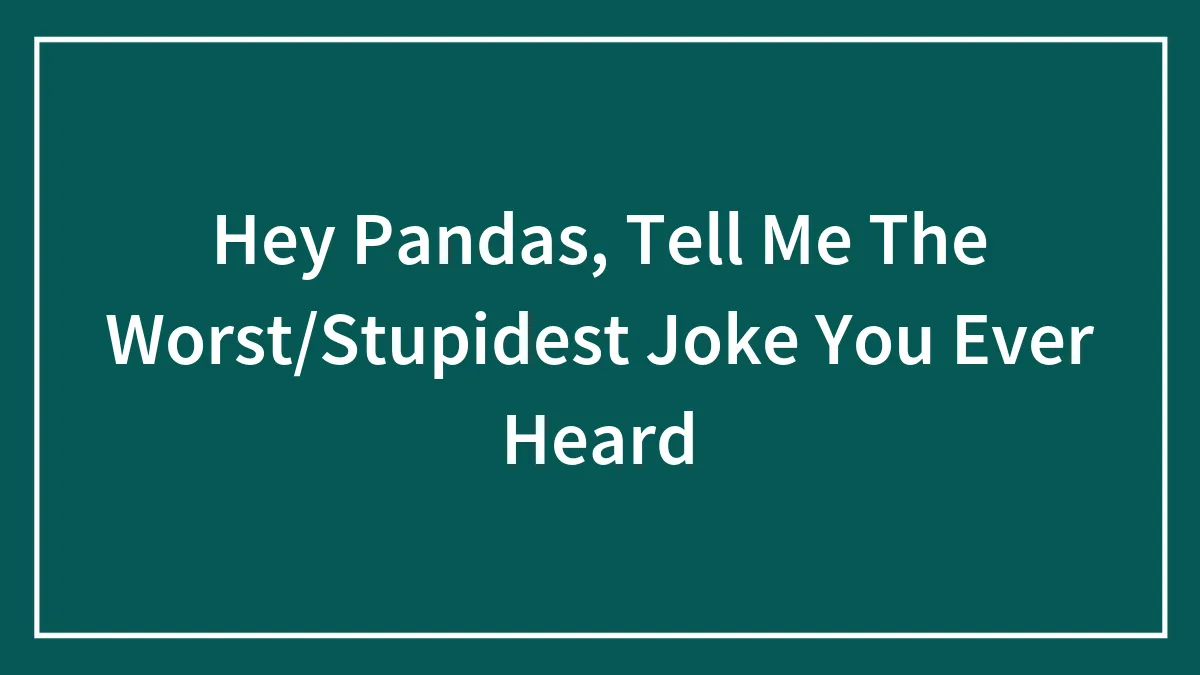 Hey Pandas, Tell Me The Worst/Stupidest Joke You Ever Heard