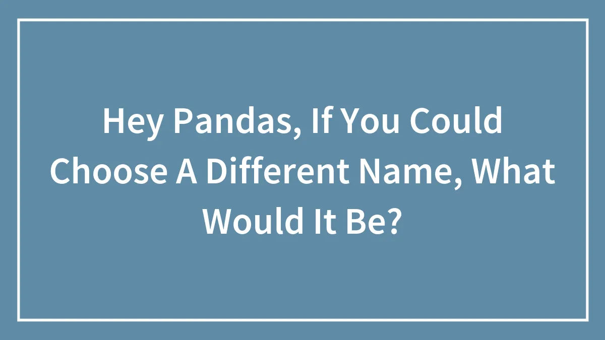 Hey Pandas, If You Could Choose A Different Name, What Would It Be? (Closed)