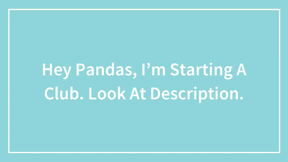 Hey Pandas, I’m Starting A Club. Look At Description.