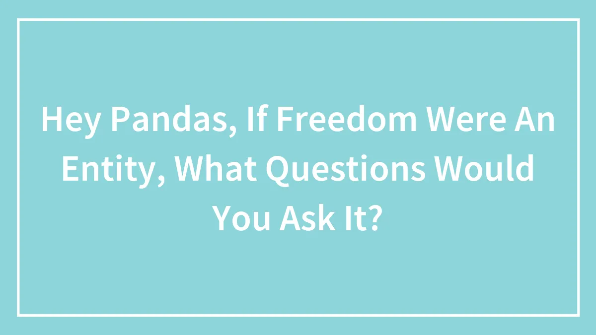 Hey Pandas, If Freedom Were An Entity, What Questions Would You Ask It? (Closed)