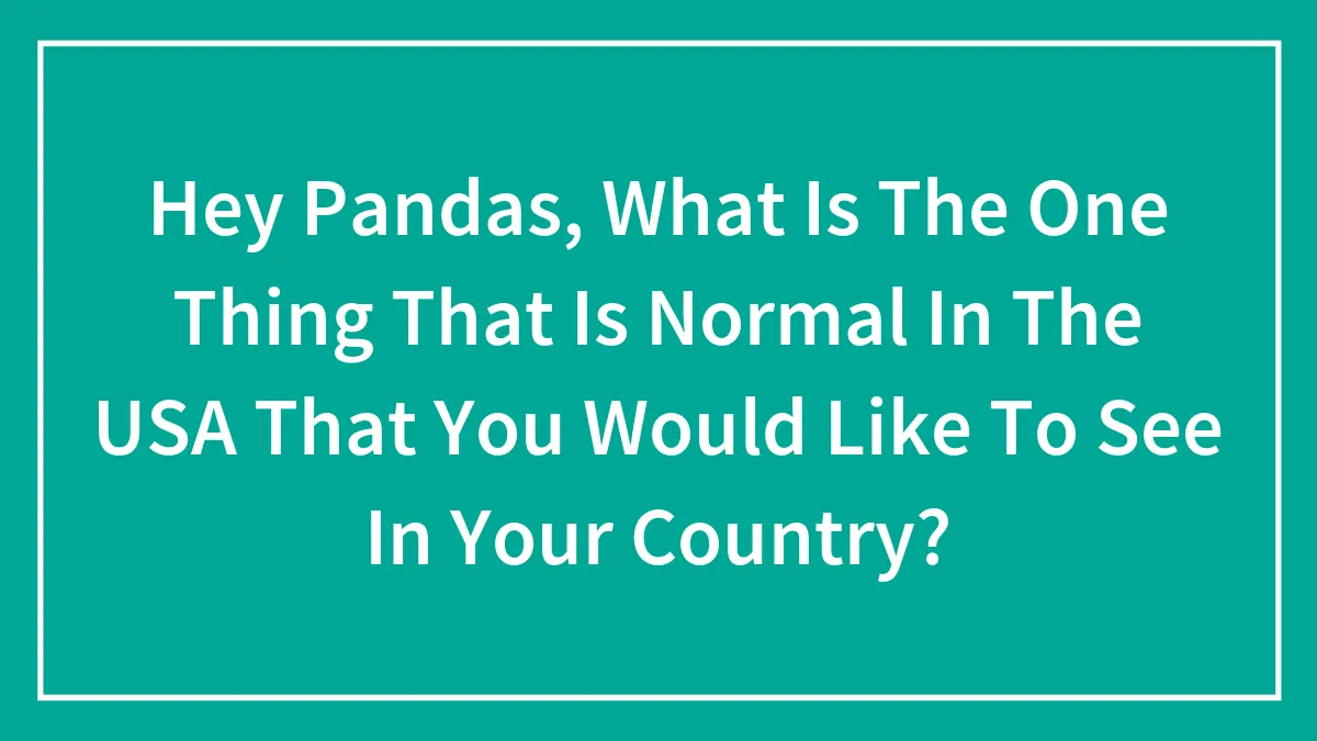 Hey Pandas, What Is The One Thing That Is Normal In The USA That You Would Like To See In Your Country?