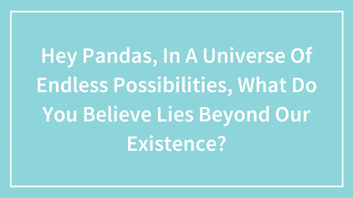 Hey Pandas, In A Universe Of Endless Possibilities, What Do You Believe Lies Beyond Our Existence?