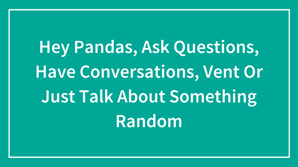 Hey Pandas, Ask Questions, Have Conversations, Vent Or Just Talk About Something Random