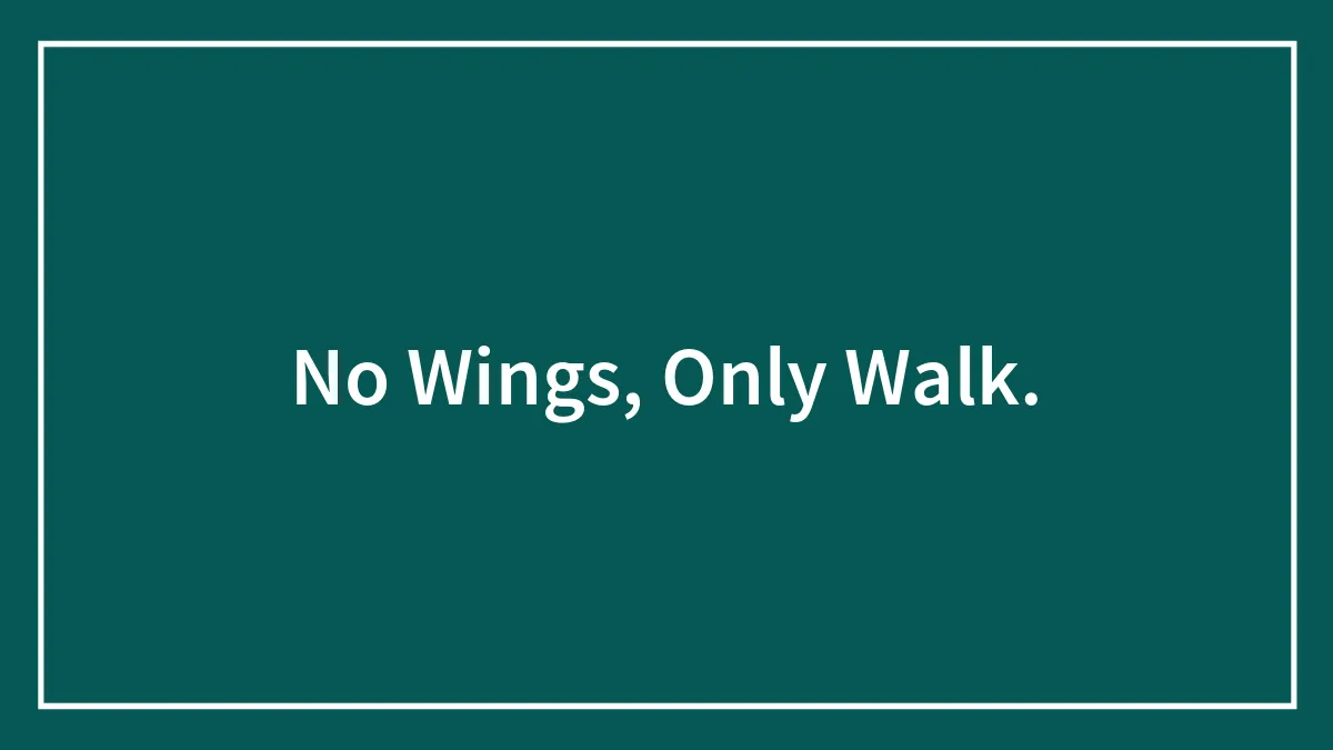 No Wings, Only Walk.