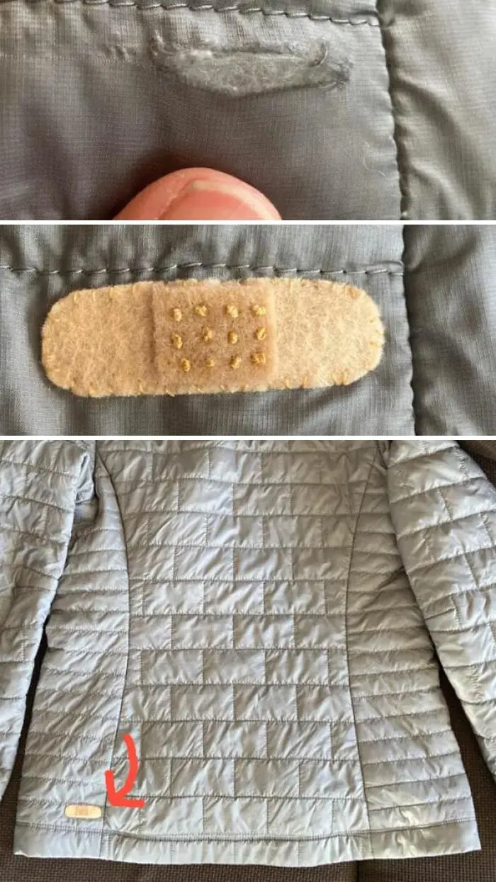 Patched A Small Tear In My Jacket With A Small Felt Bandaid